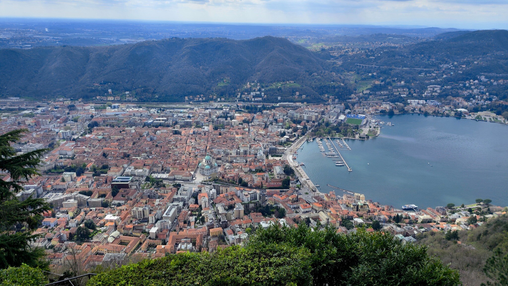 Panoramic view over Como and the lake from Brunate